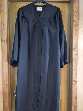 Ceremonial Gown Black Long Sleeve Zip Front Pleated Size 51 Polyester
